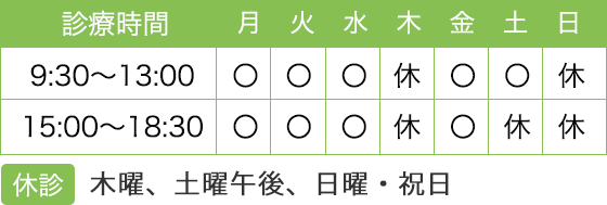 西大島あたらし眼科の診療時間は(平日)9：30～13：00　15：00～18：30(土曜)9：30～13：00